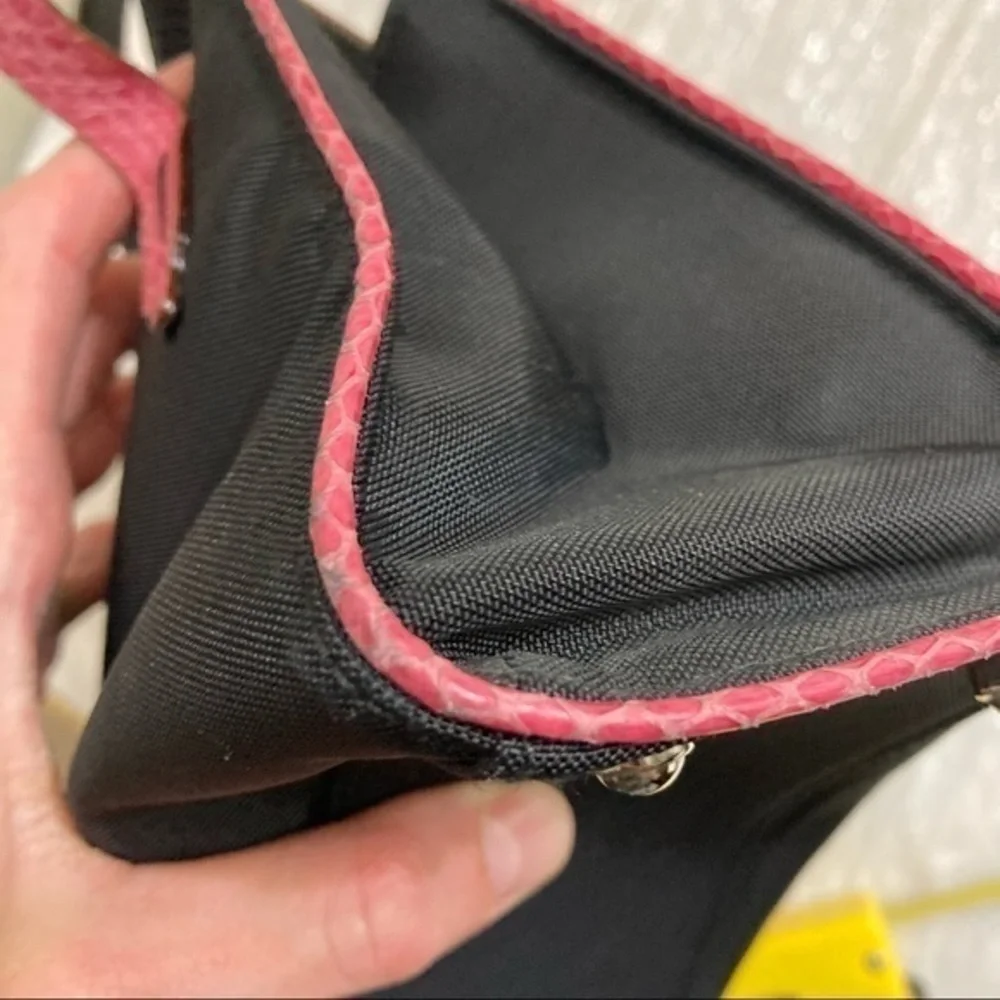 Kate spade black nylon and pink mini tote bag made in Italy rare